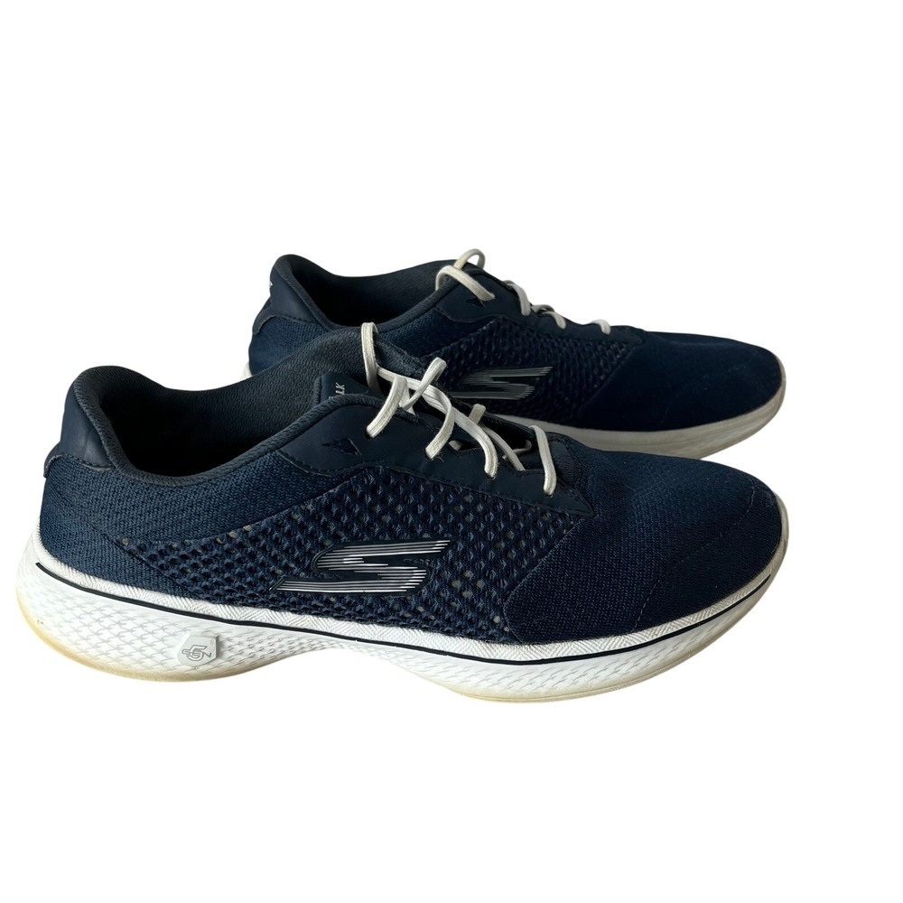 Skechers GoWalk 4 Navy Blue‎ Mesh Walking Shoes Goga Max 5GEN Quick-Fit